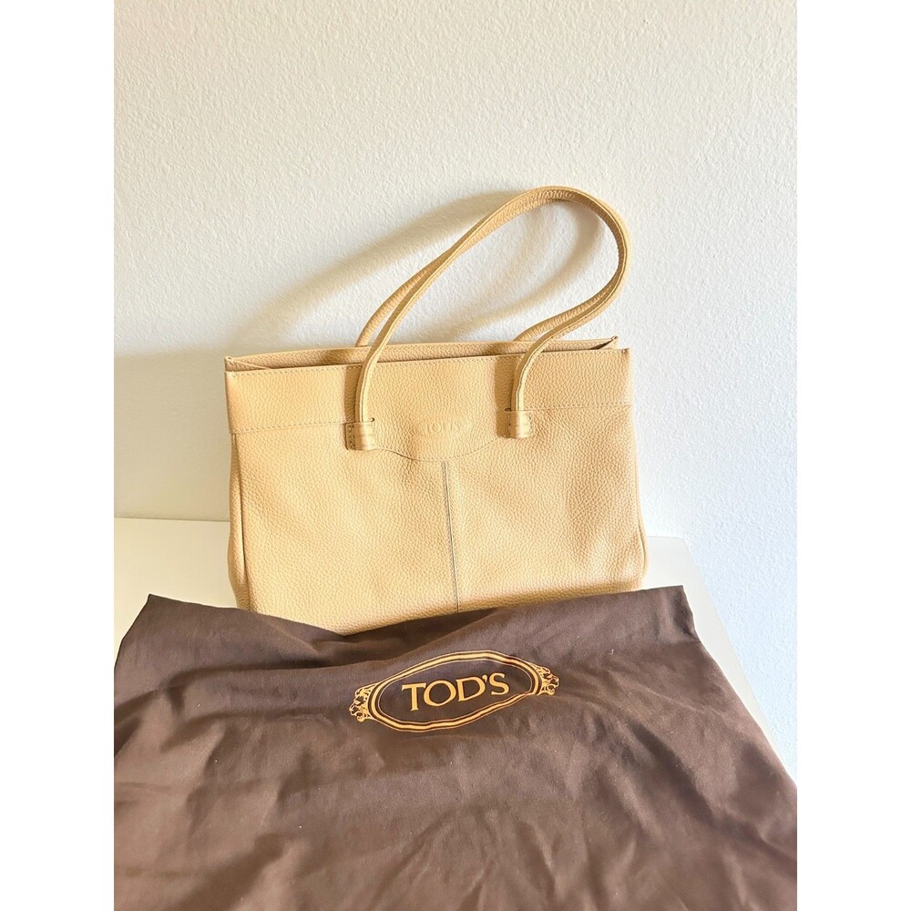 BRAND NEW Tod's Tan Pebbled Leather Shoulder Bag 2-Handle Purse with Dust Bag